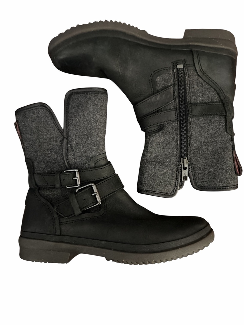 UGG SIMMENS BLACK GREY WATER AND SNOW RESISTANT BOOTS US 6
